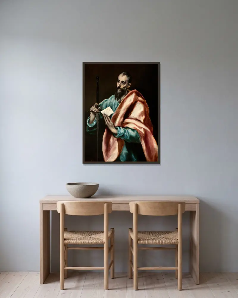 Apostle Saint Paul av El Greco (Domenikos Theotokopoulos) inramad på en vägg