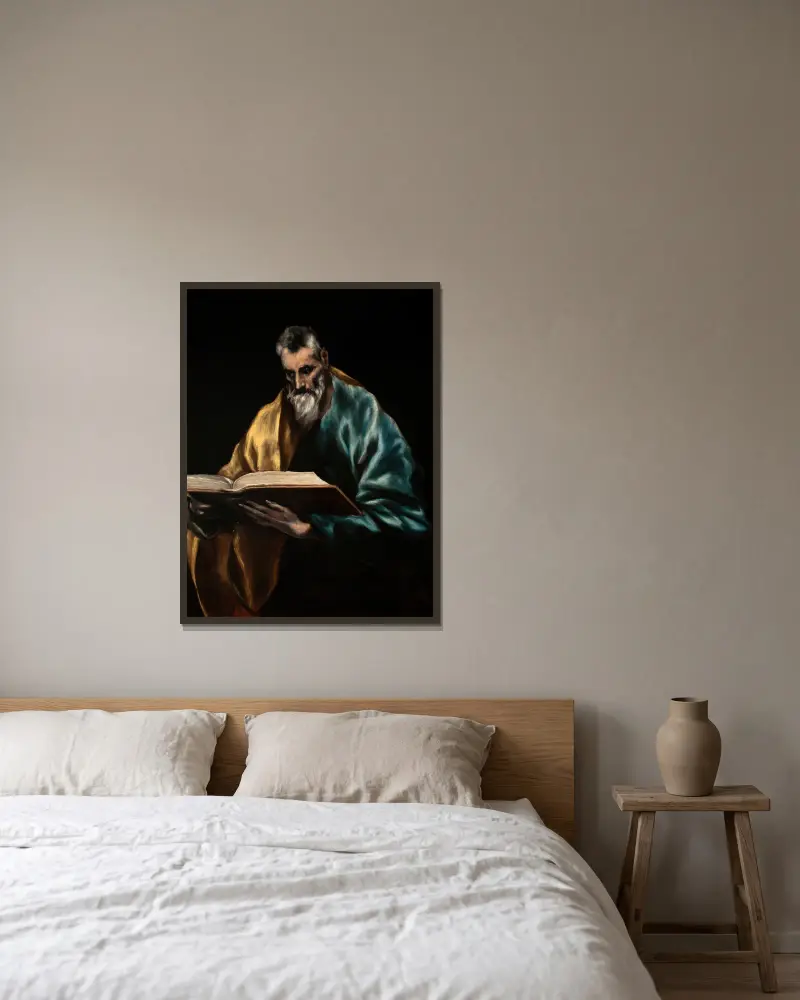 Apostle Saint Simon av El Greco (Domenikos Theotokopoulos) inramad på en vägg