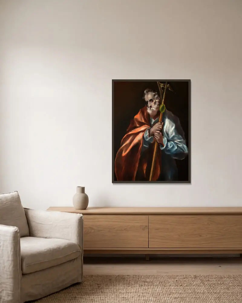 Apostle St Thaddeus (Jude) av El Greco (Domenikos Theotokopoulos) inramad på en vägg