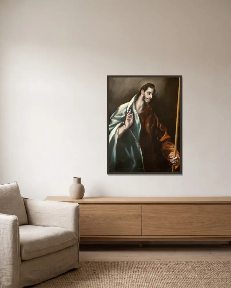 Apostle St Thomas av El Greco (Domenikos Theotokopoulos) inramad på en vägg