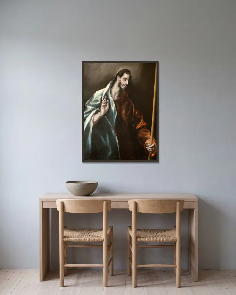 Apostle St Thomas av El Greco (Domenikos Theotokopoulos) inramad på en vägg