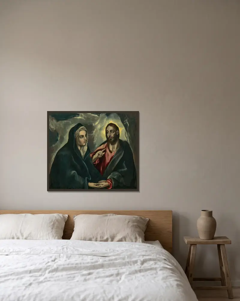 Christ taking leave of His Mother av El Greco (Domenikos Theotokopoulos) inramad på en vägg