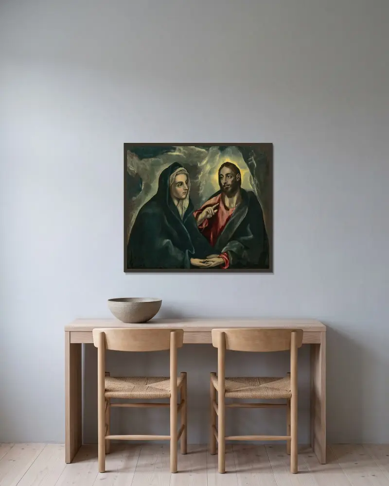 Christ taking leave of His Mother av El Greco (Domenikos Theotokopoulos) inramad på en vägg