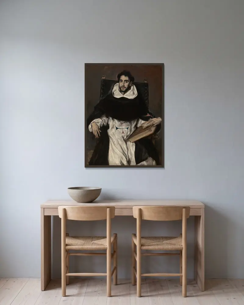 Fray Hortensio Félix Paravicino av El Greco (Domenikos Theotokopoulos) inramad på en vägg