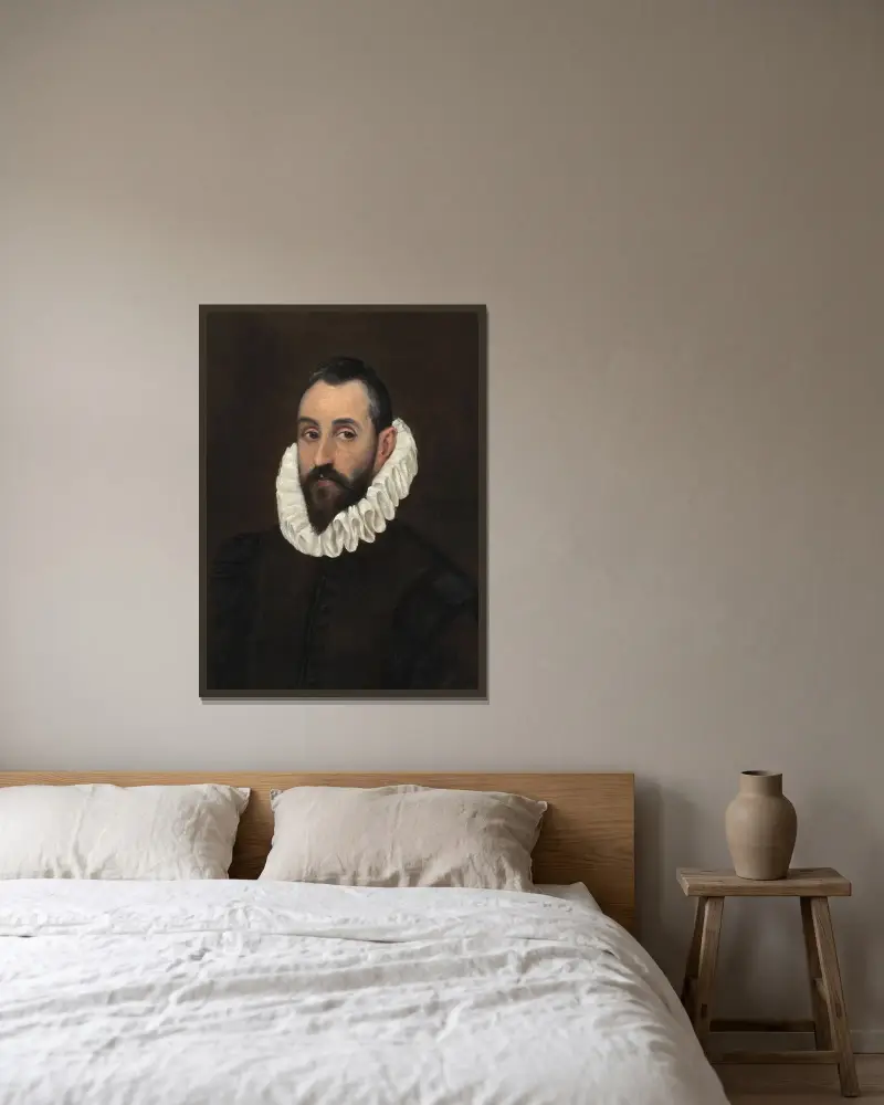 Portrait of a gentleman av El Greco (Domenikos Theotokopoulos) inramad på en vägg