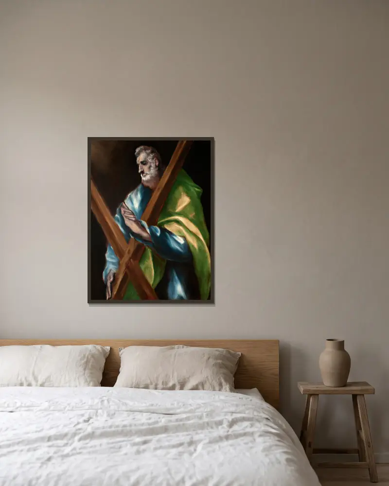 Saint Andrew av El Greco (Domenikos Theotokopoulos) inramad på en vägg