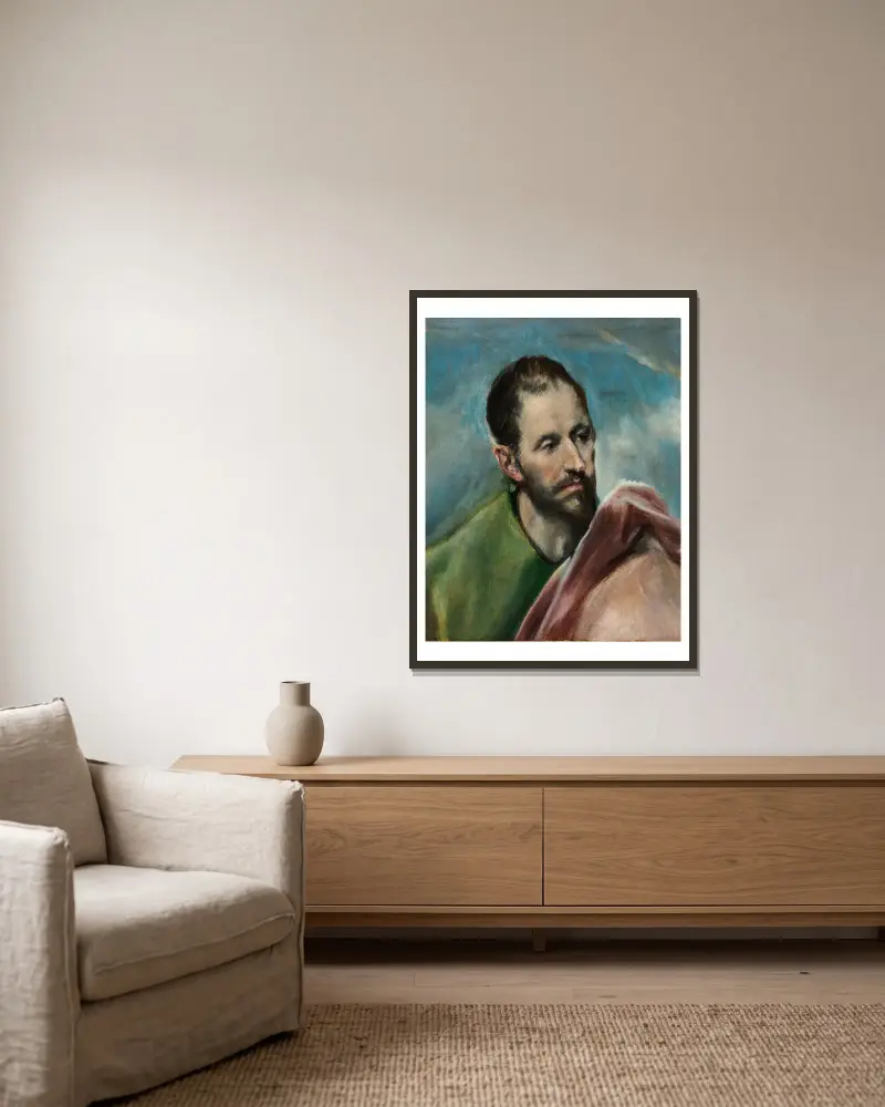 Saint James The Younger av El Greco (Domenikos Theotokopoulos) inramad på en vägg