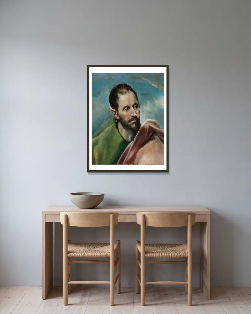 Saint James The Younger av El Greco (Domenikos Theotokopoulos) inramad på en vägg