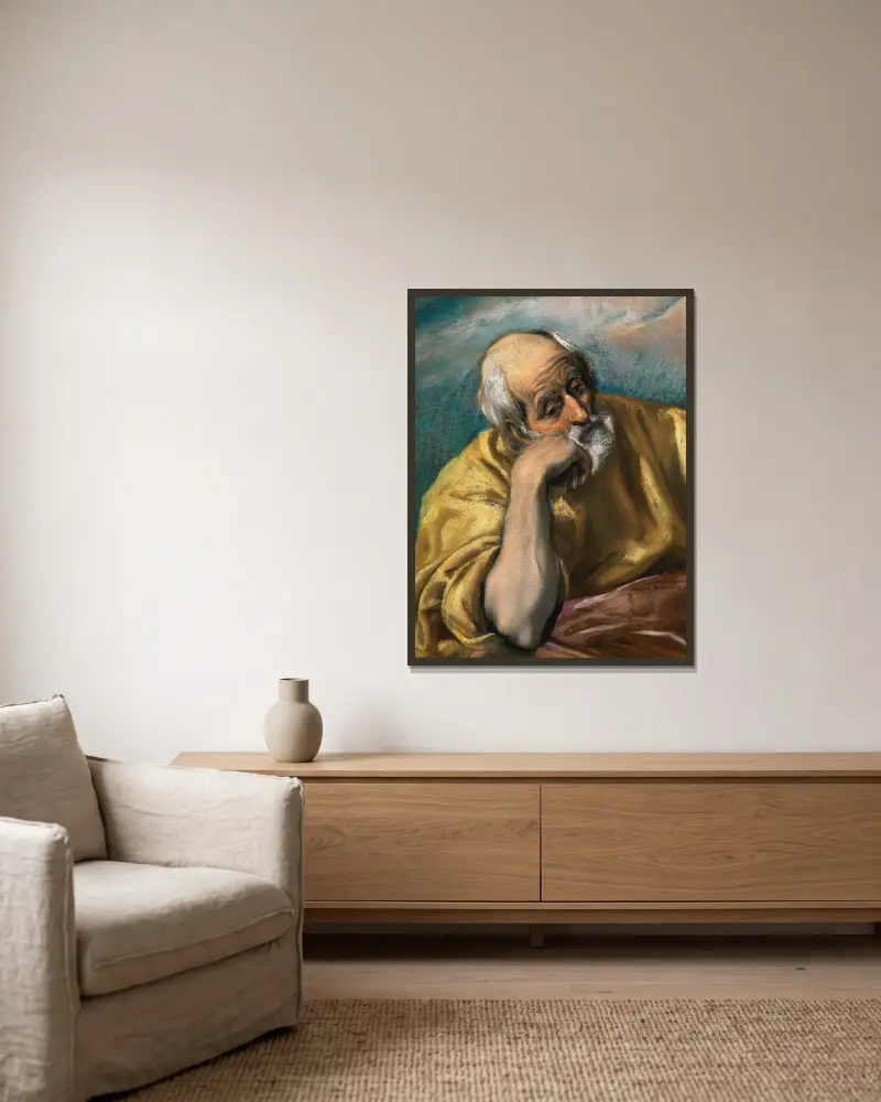 Heiliger Josef von El Greco (Domenikos Theotokopoulos) gerahmt an einer Wand