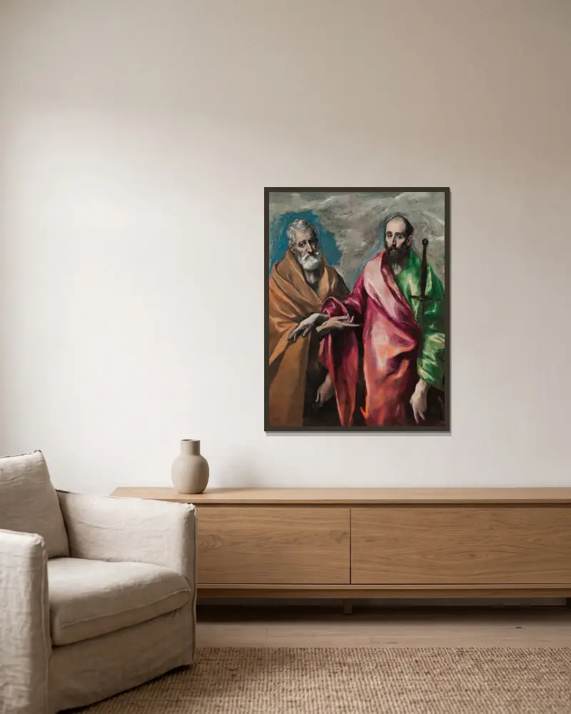 Saint Peter And Saint Paul (from 1590 until 1600) av El Greco (Domenikos Theotokopoulos) inramad på en vägg