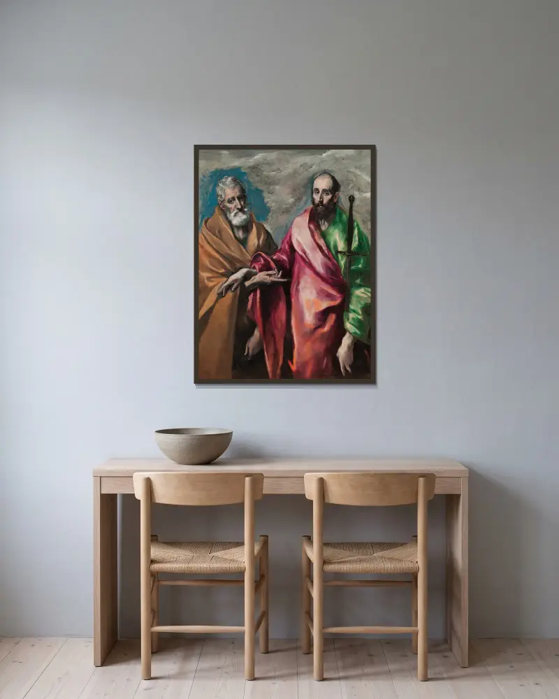 Saint Peter And Saint Paul (from 1590 until 1600) av El Greco (Domenikos Theotokopoulos) inramad på en vägg