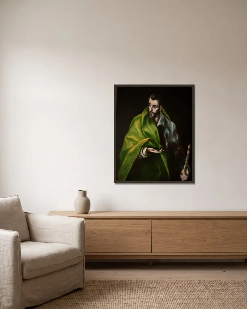 St. James the Greater av El Greco (Domenikos Theotokopoulos) inramad på en vägg