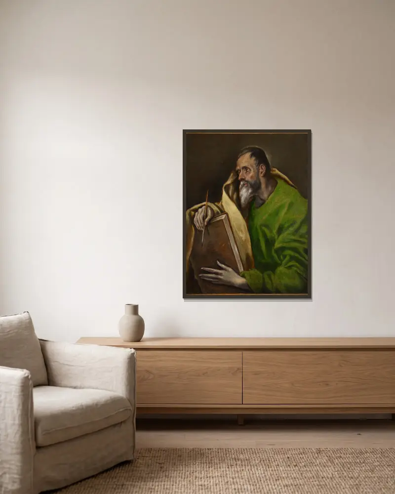 Der heilige Lukas von El Greco (Domenikos Theotokopoulos) gerahmt an einer Wand