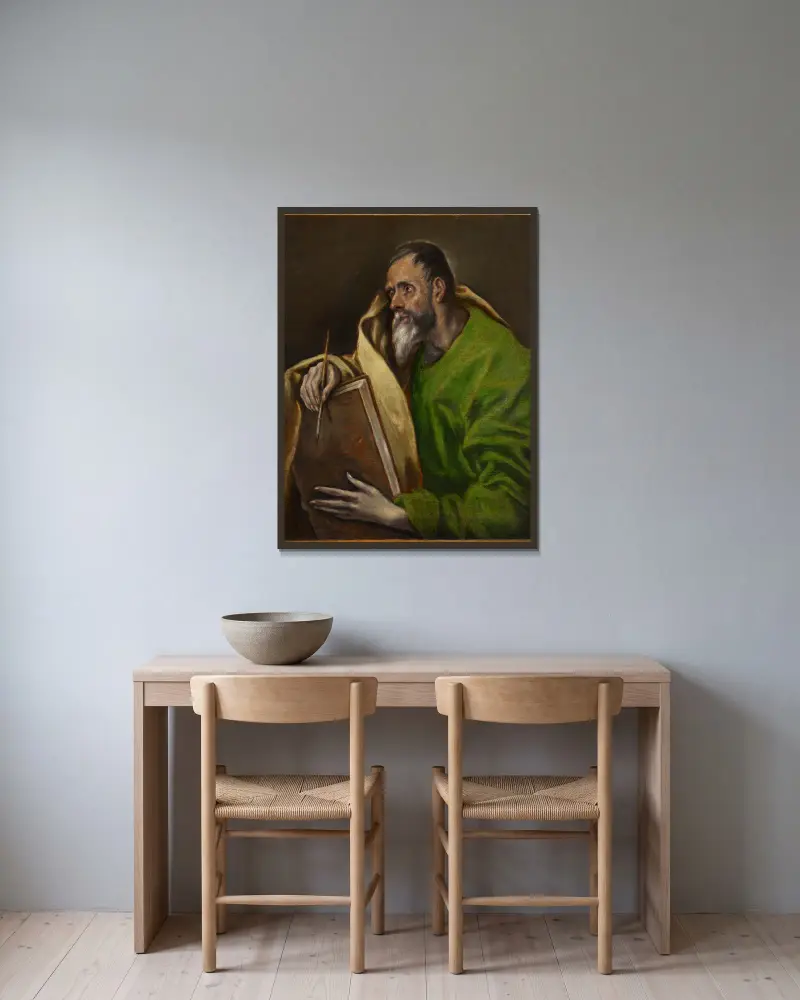 Der heilige Lukas von El Greco (Domenikos Theotokopoulos) gerahmt an einer Wand