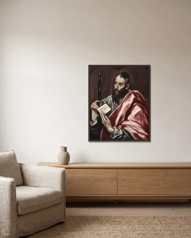 St. Paul av El Greco (Domenikos Theotokopoulos) inramad på en vägg