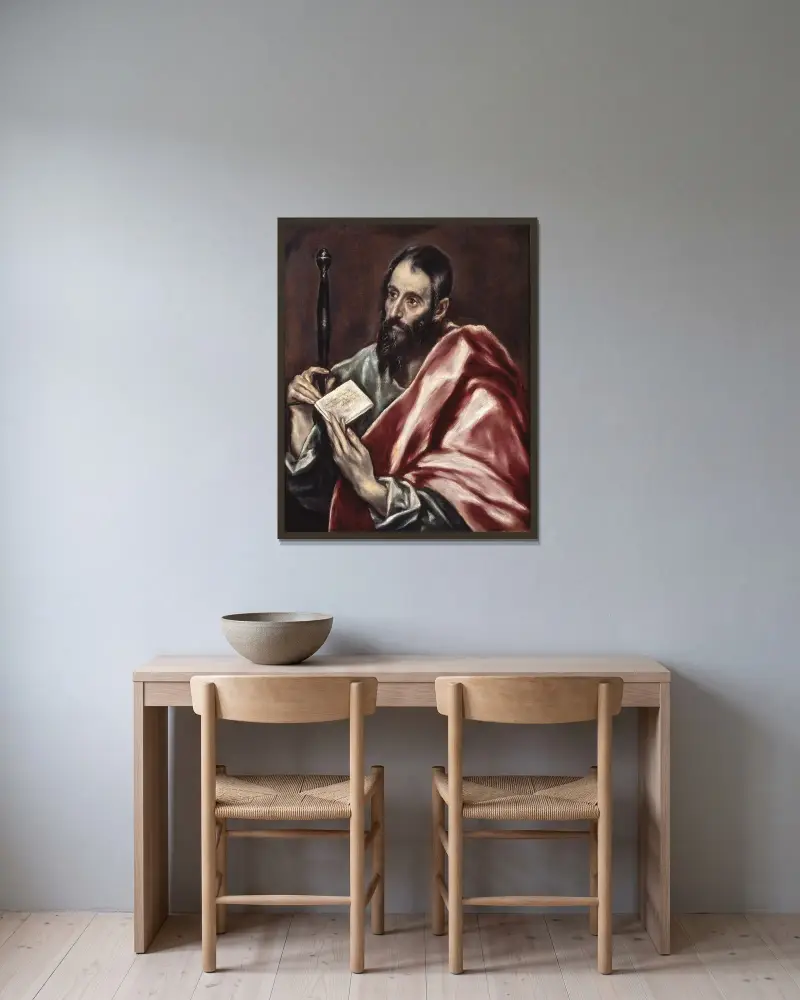 St. Paul av El Greco (Domenikos Theotokopoulos) inramad på en vägg