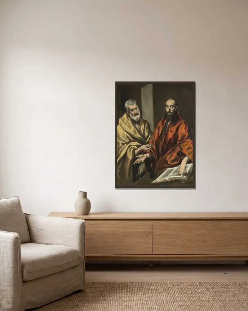St Peter and St Paul av El Greco (Domenikos Theotokopoulos) inramad på en vägg