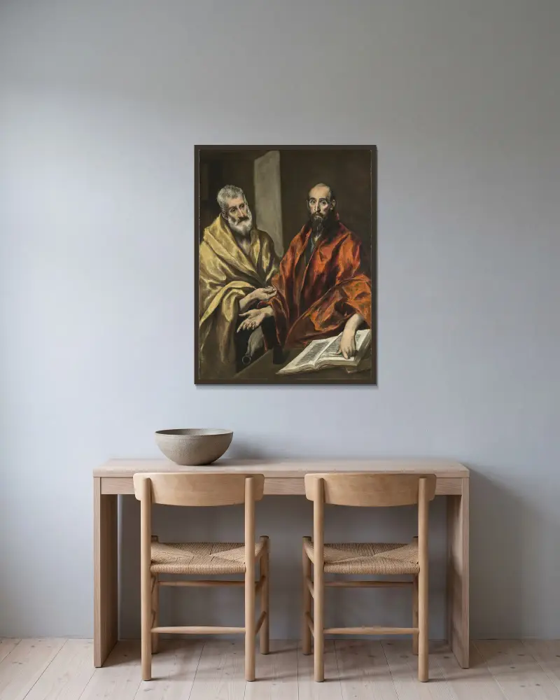 St Peter and St Paul av El Greco (Domenikos Theotokopoulos) inramad på en vägg