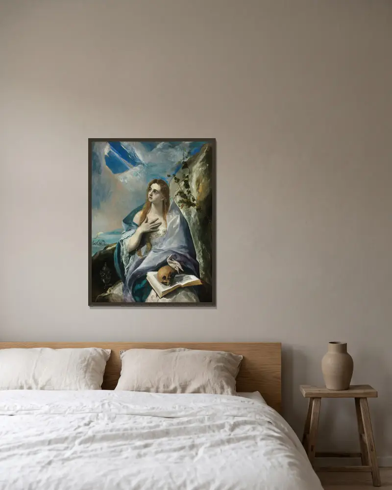 The Penitent Magdalene av El Greco (Domenikos Theotokopoulos) inramad på en vägg