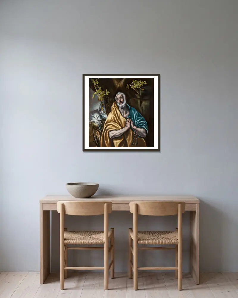 The Penitent Saint Peter av El Greco (Domenikos Theotokopoulos) inramad på en vägg