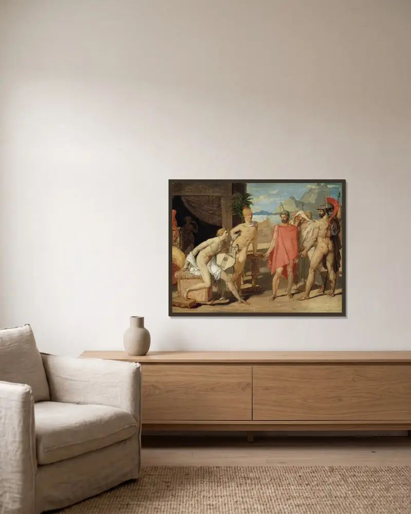 Achilles Receiving in his Tent the Envoys of Agamemnon av Jean Auguste Dominique Ingres inramad på en vägg