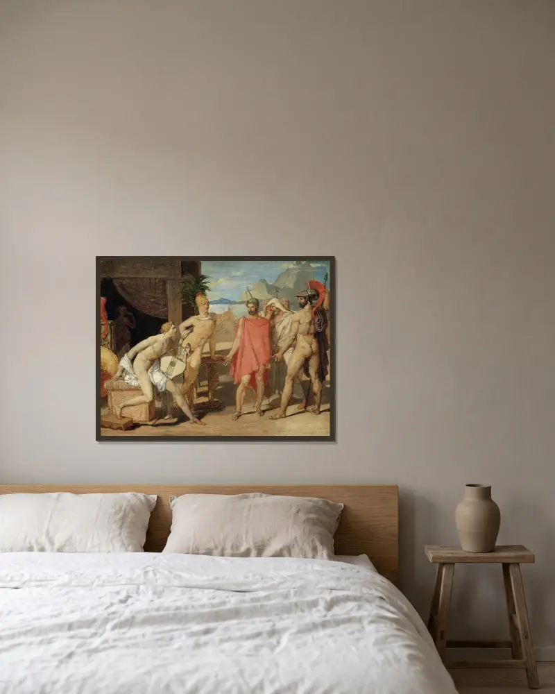Achilles Receiving in his Tent the Envoys of Agamemnon av Jean Auguste Dominique Ingres inramad på en vägg