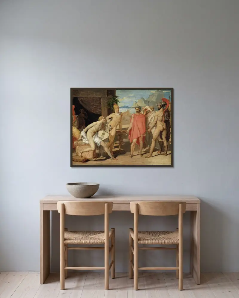 Achilles Receiving in his Tent the Envoys of Agamemnon av Jean Auguste Dominique Ingres inramad på en vägg