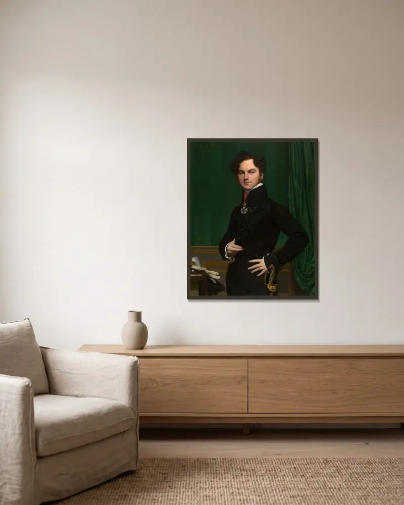 Amédée-David, the Comte de Pastoret av Jean Auguste Dominique Ingres inramad på en vägg