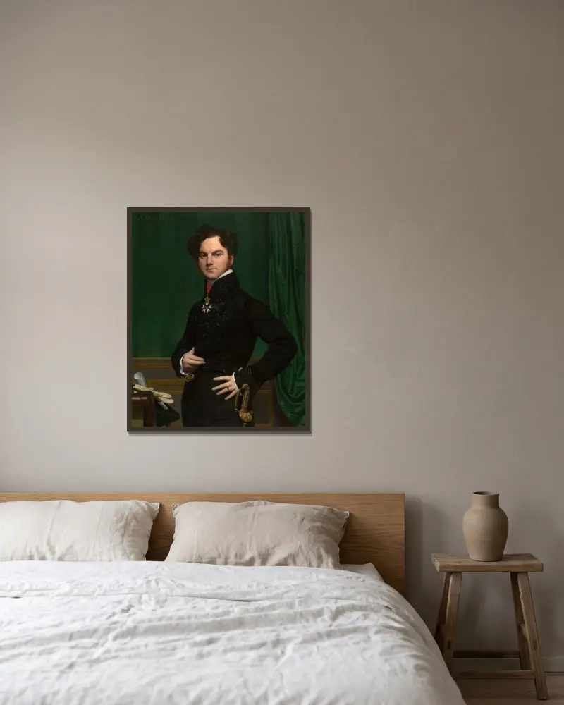 Amédée-David, the Comte de Pastoret av Jean Auguste Dominique Ingres inramad på en vägg