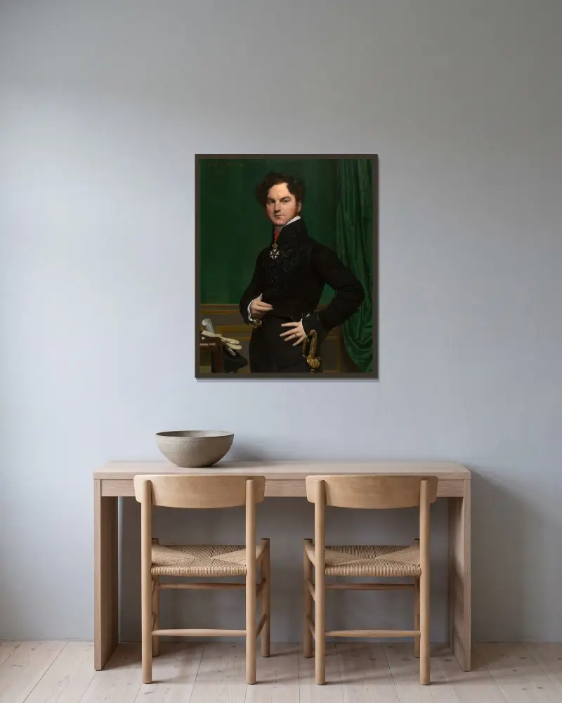 Amédée-David, the Comte de Pastoret av Jean Auguste Dominique Ingres inramad på en vägg
