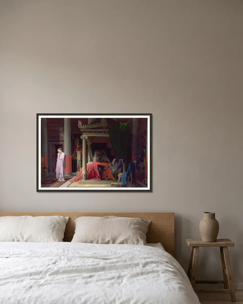 Antiochus and Stratonice – nr 1 av Jean Auguste Dominique Ingres inramad på en vägg