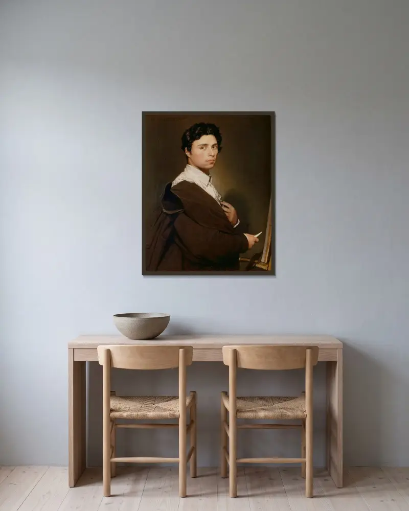 Autoportrait À Vingt-Quatre Ans av Jean Auguste Dominique Ingres inramad på en vägg