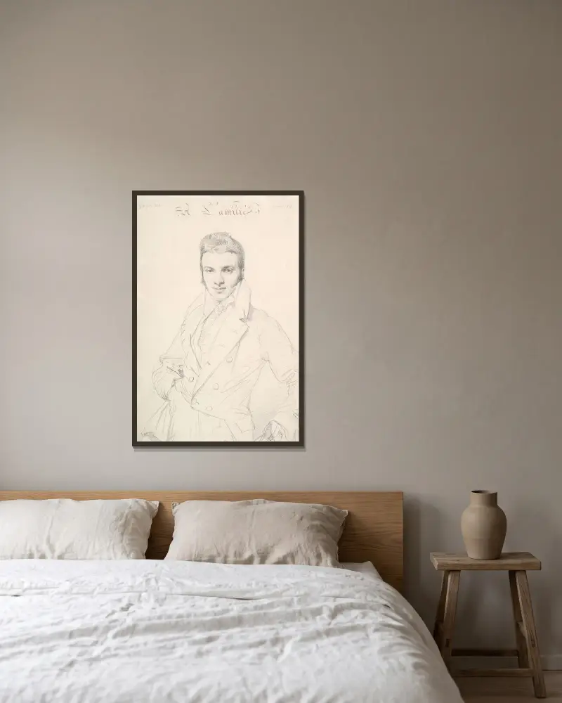 Jean-Joseph Fournier av Jean Auguste Dominique Ingres inramad på en vägg