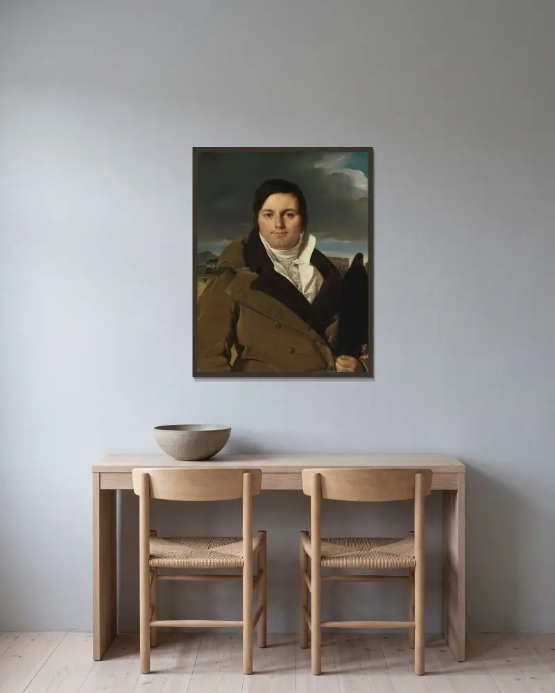 Joseph-Antoine Moltedo av Jean Auguste Dominique Ingres inramad på en vägg