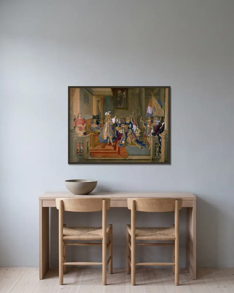 Le maréchal de Berwick recevant la Toison d’or av Jean Auguste Dominique Ingres inramad på en vägg