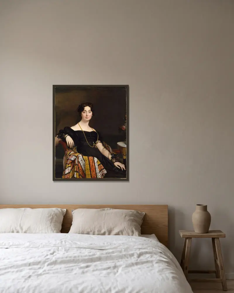 Madame Jacques-Louis Leblanc (Françoise Poncelle) av Jean Auguste Dominique Ingres inramad på en vägg