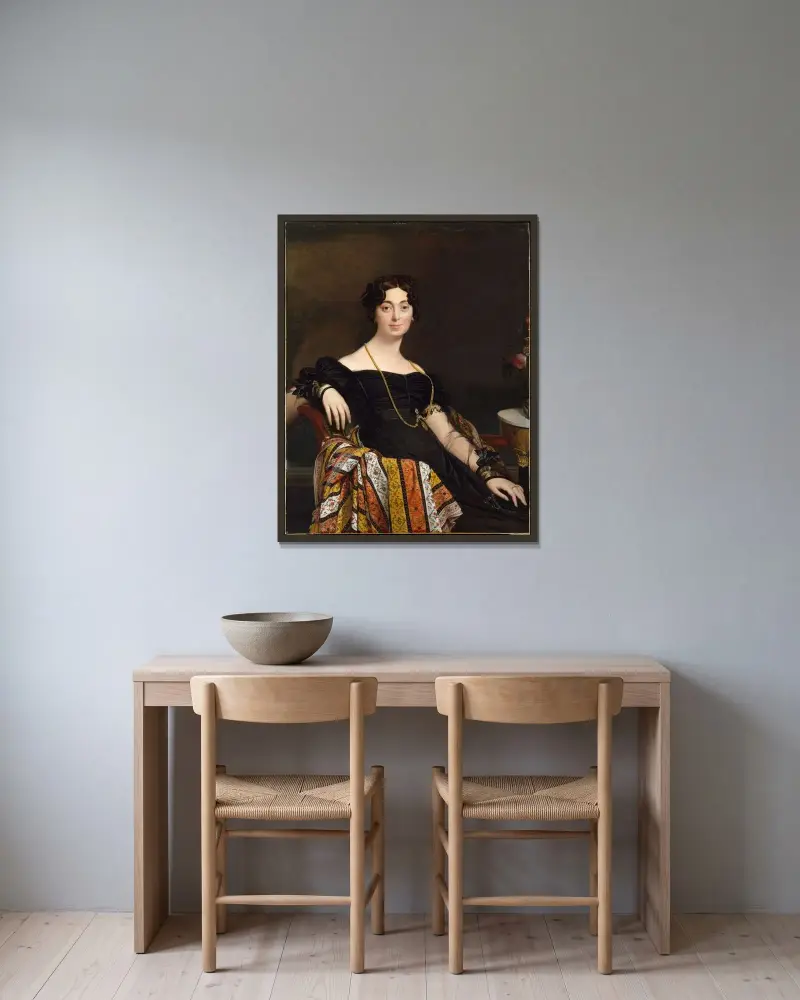 Madame Jacques-Louis Leblanc (Françoise Poncelle) av Jean Auguste Dominique Ingres inramad på en vägg