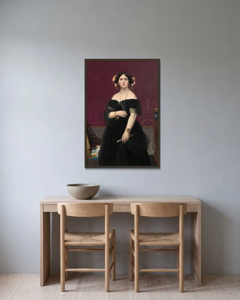 Madame Moitessier, 1851 – Nr. 2 von Jean Auguste Dominique Ingres gerahmt an einer Wand