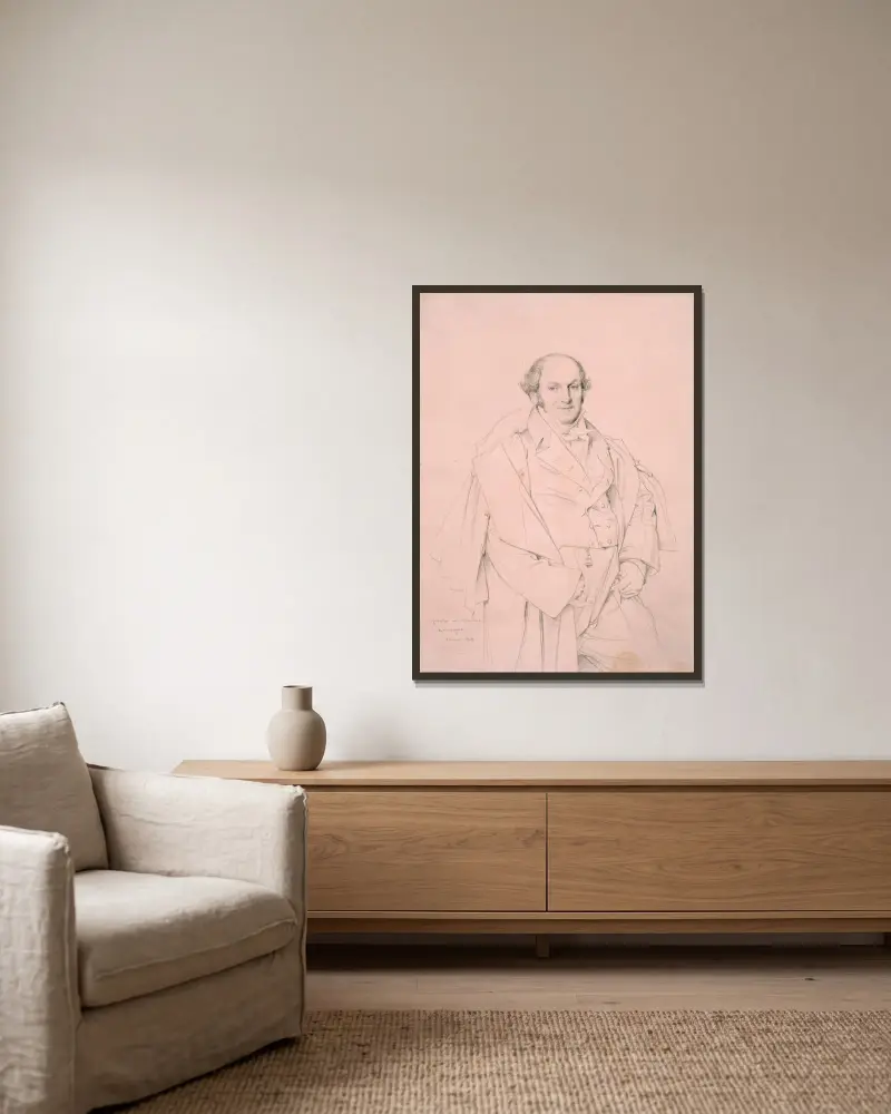 Monsieur Lavergne av Jean Auguste Dominique Ingres inramad på en vägg