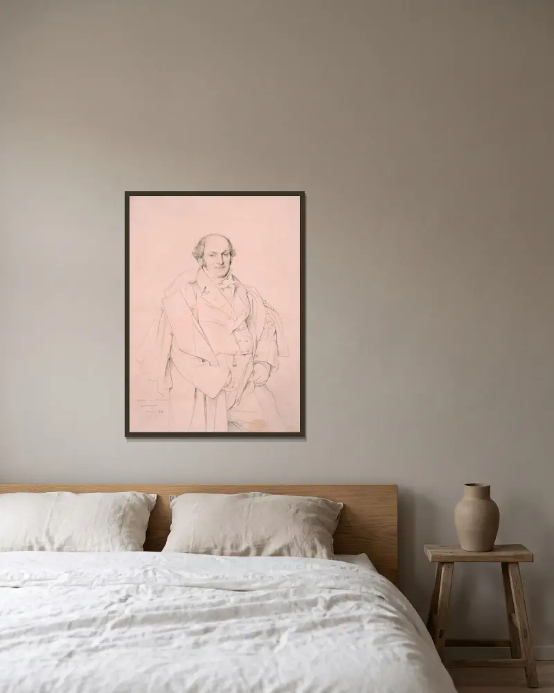 Monsieur Lavergne av Jean Auguste Dominique Ingres inramad på en vägg