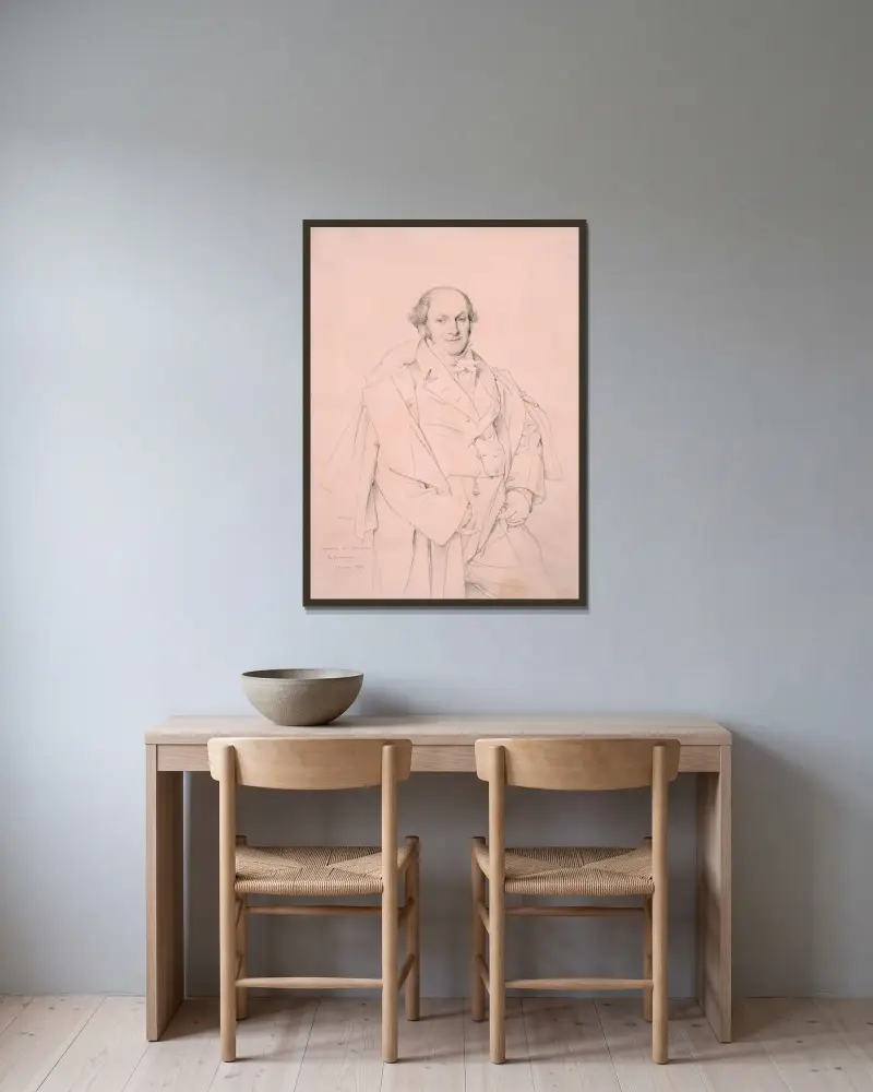 Monsieur Lavergne av Jean Auguste Dominique Ingres inramad på en vägg