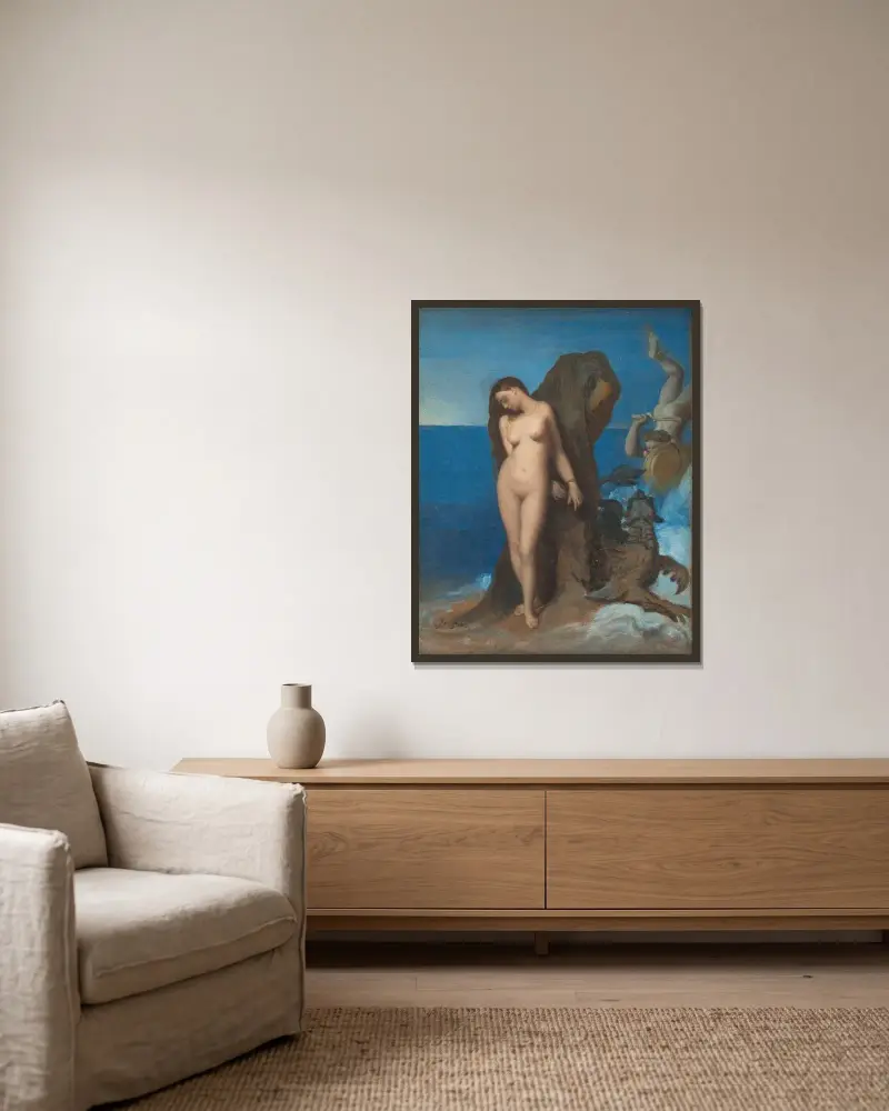 Perseus und Andromeda von Jean Auguste Dominique Ingres gerahmt an einer Wand