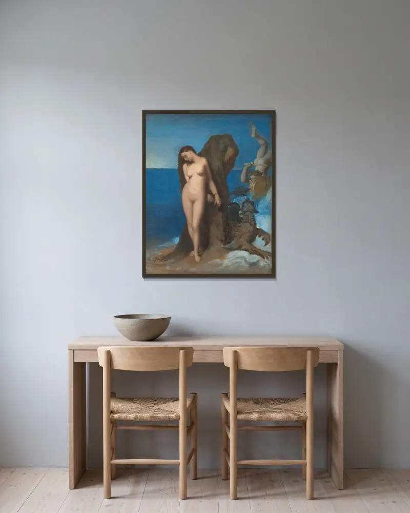 Perseus und Andromeda von Jean Auguste Dominique Ingres gerahmt an einer Wand