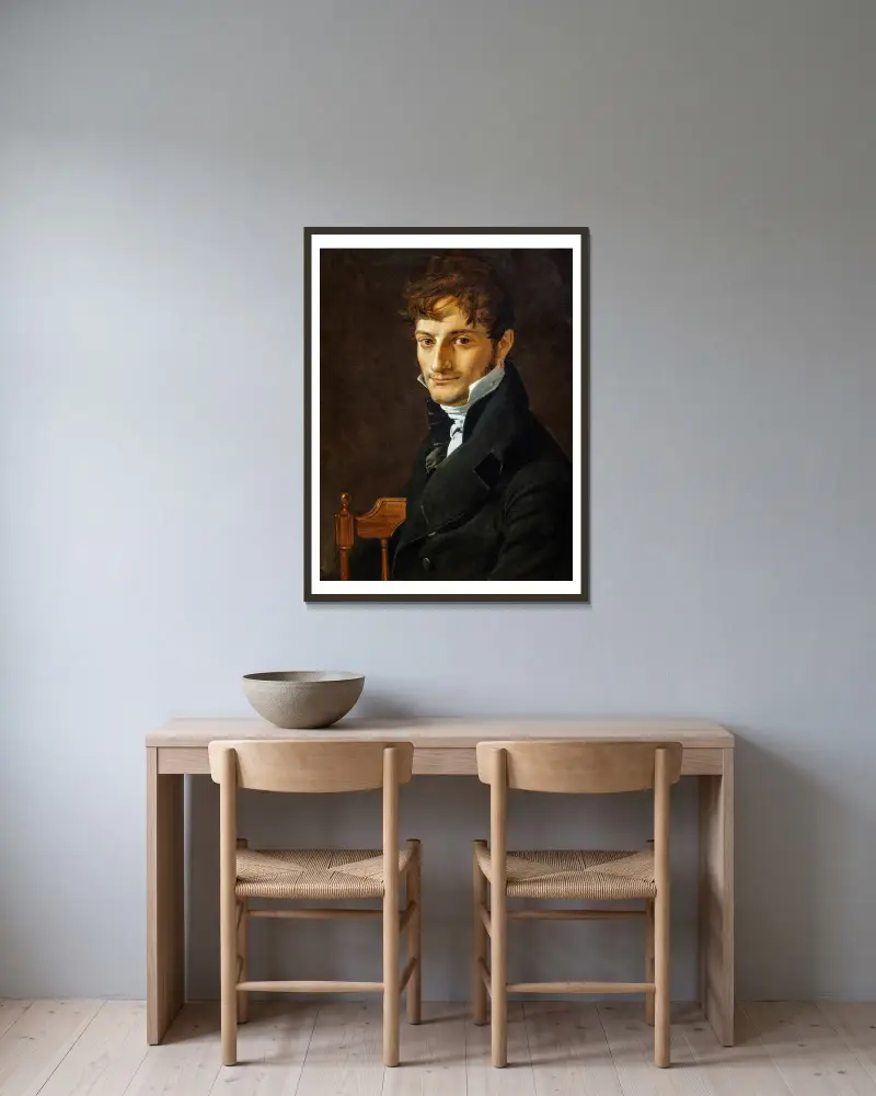 Portrait de Belvèze-Foulon av Jean Auguste Dominique Ingres inramad på en vägg