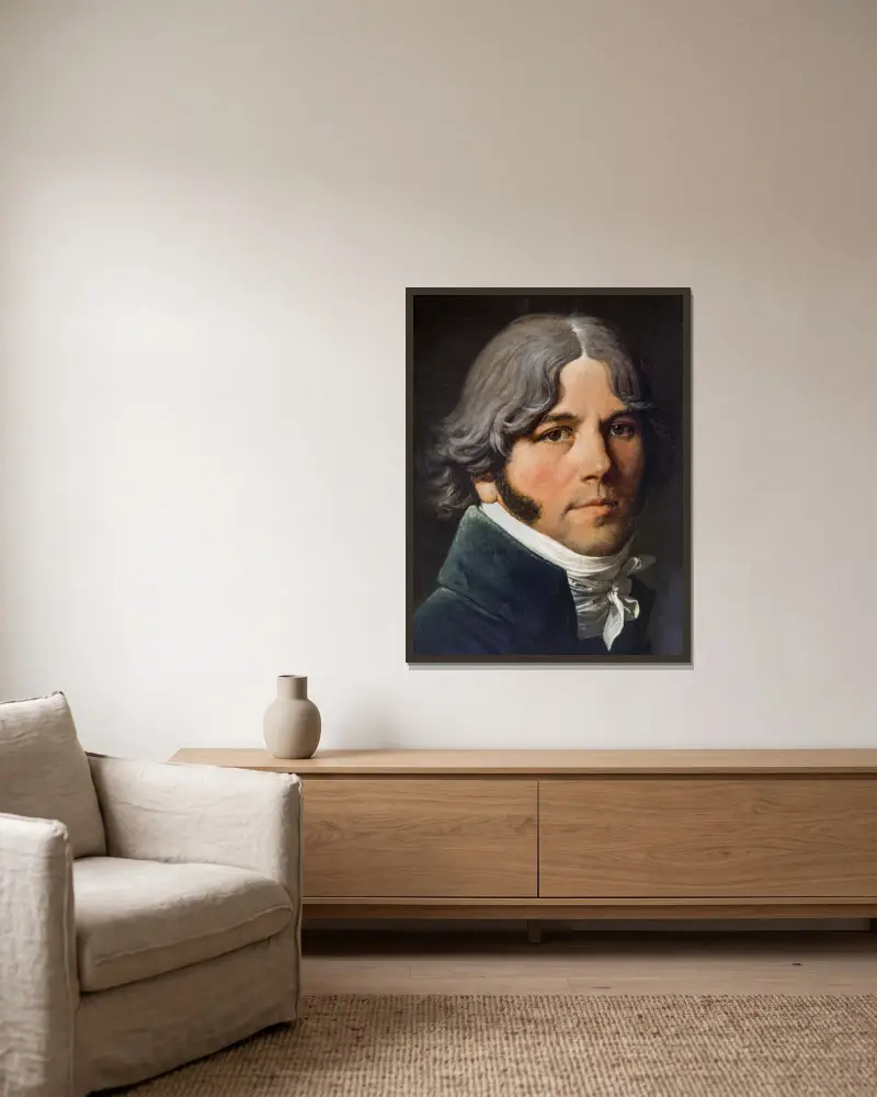 Porträt von Jean-Marie-Joseph Ingres von Jean Auguste Dominique Ingres gerahmt an einer Wand
