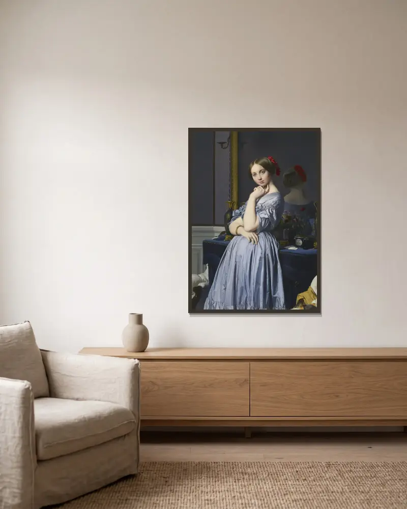 Portrait of Comtesse d’Haussonville av Jean Auguste Dominique Ingres inramad på en vägg