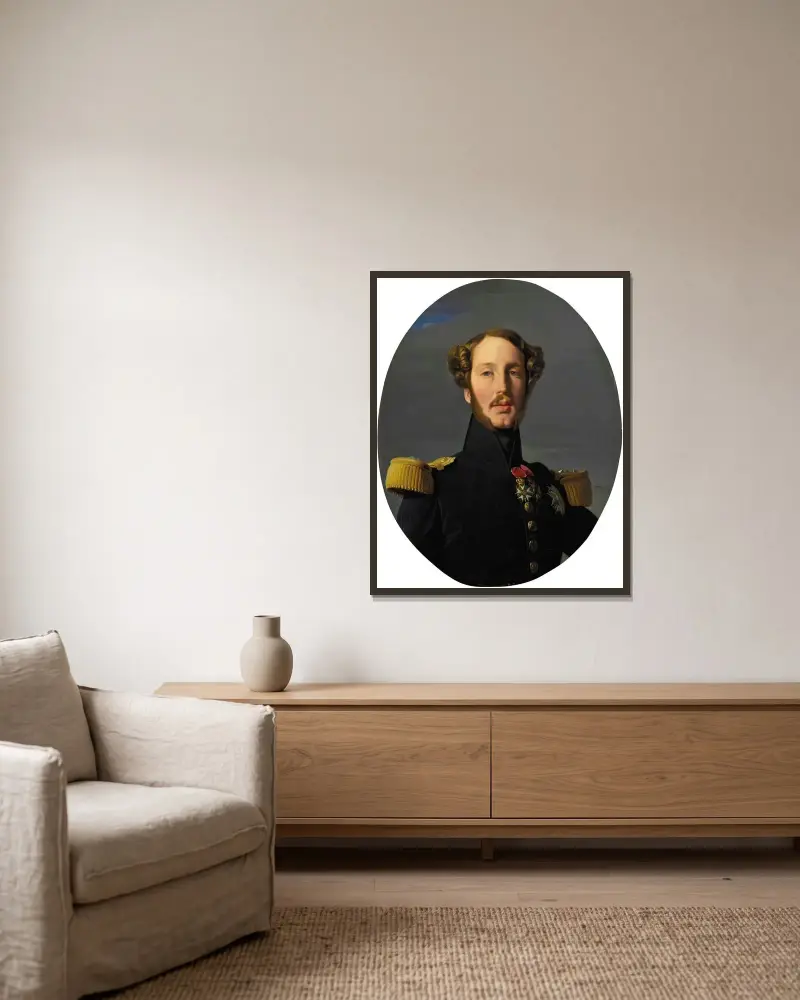 Portrait Of Ferdinand-Philippe-Louis-Charles-Henri Of Bourbon Orleans, Duke Of Orleans av Jean Auguste Dominique Ingres inramad på en vägg