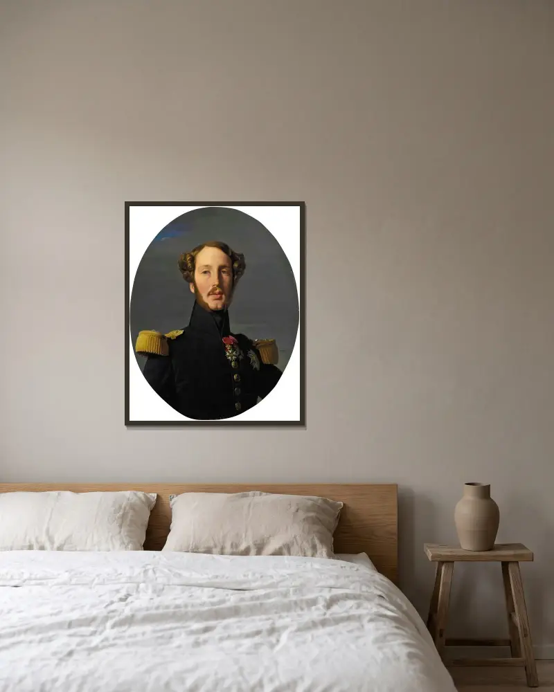 Portrait Of Ferdinand-Philippe-Louis-Charles-Henri Of Bourbon Orleans, Duke Of Orleans av Jean Auguste Dominique Ingres inramad på en vägg