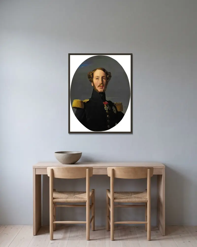 Portrait Of Ferdinand-Philippe-Louis-Charles-Henri Of Bourbon Orleans, Duke Of Orleans av Jean Auguste Dominique Ingres inramad på en vägg