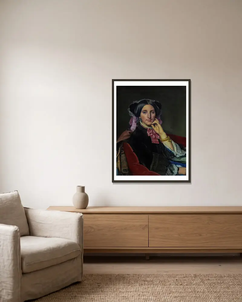 Portrait of Madame Gonse av Jean Auguste Dominique Ingres inramad på en vägg
